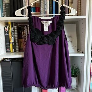 Super cute purple and black rosette tank top
